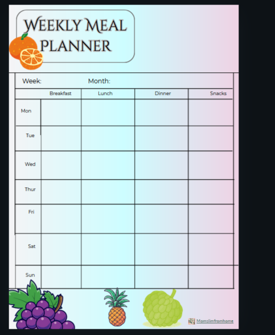 Colored Weekly Planner